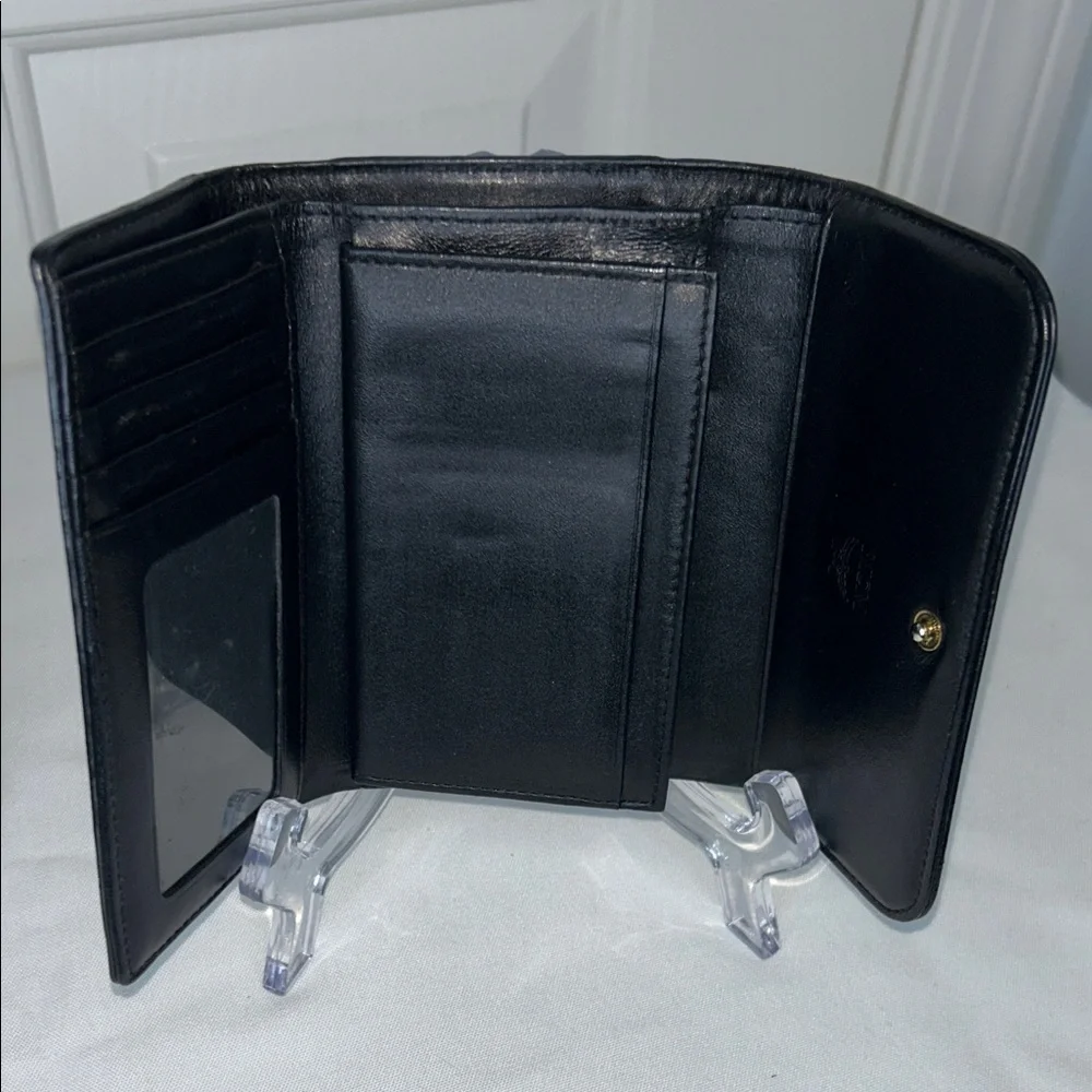 MCM Boston Mini Black Pebble Leather Bag, Matching Wallet Gold Hardware Vintage